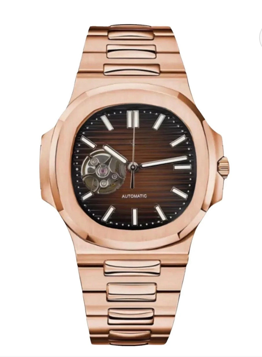Nautilus Rose Gold & Chocolate Brown Open Heart